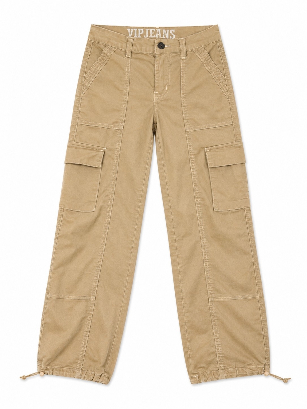 VIP Women's Tan Cargo Pants With Drawstrings